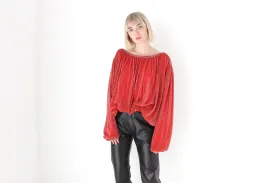 1970s Made for Disco Lurex Plisse Voluminous Top