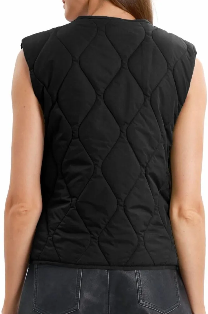 Amazhiyu Women's Lightweight Quilted Puffer Vest Sleeveless Button Padded Gilet