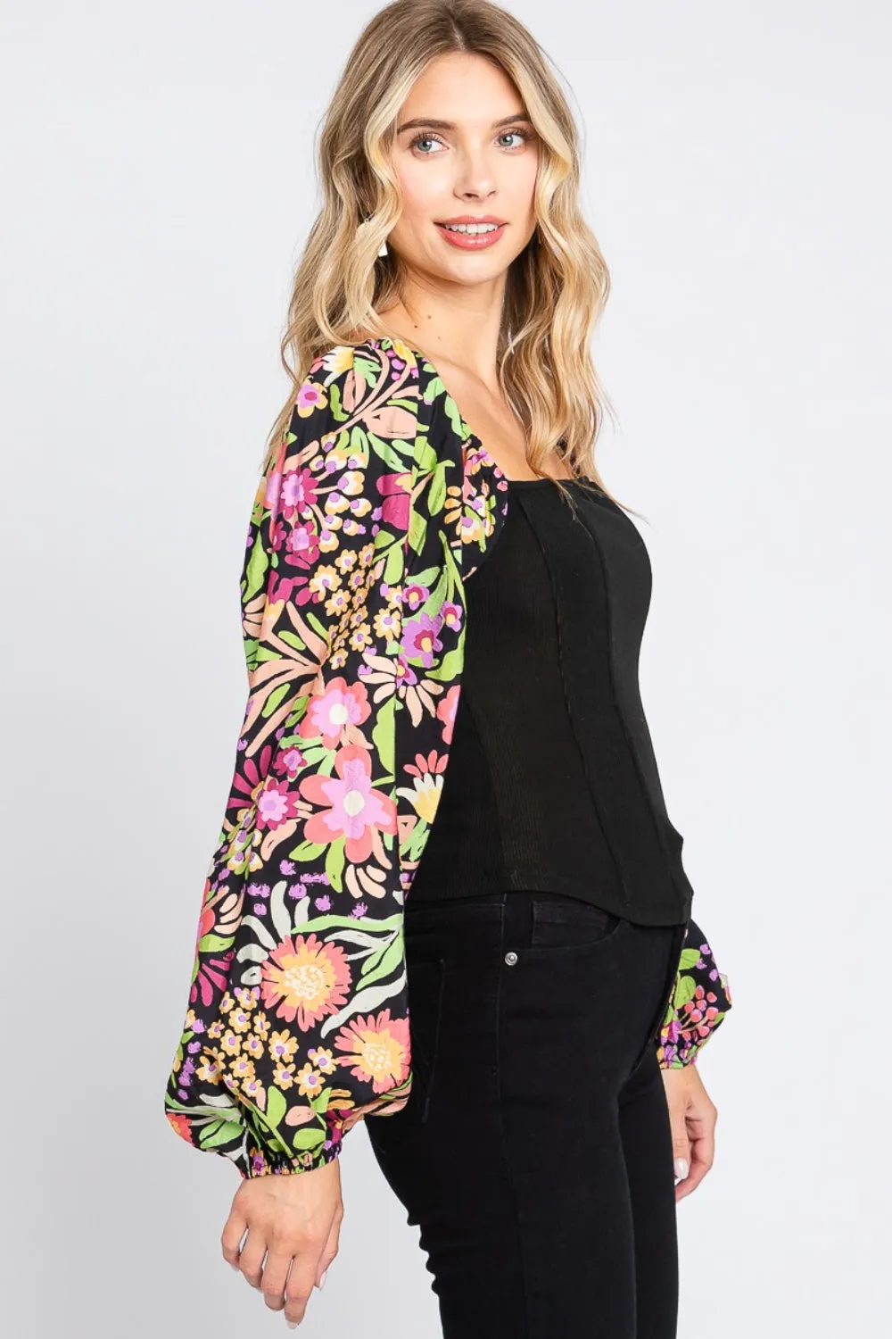 Balloon Sleeve Floral Top