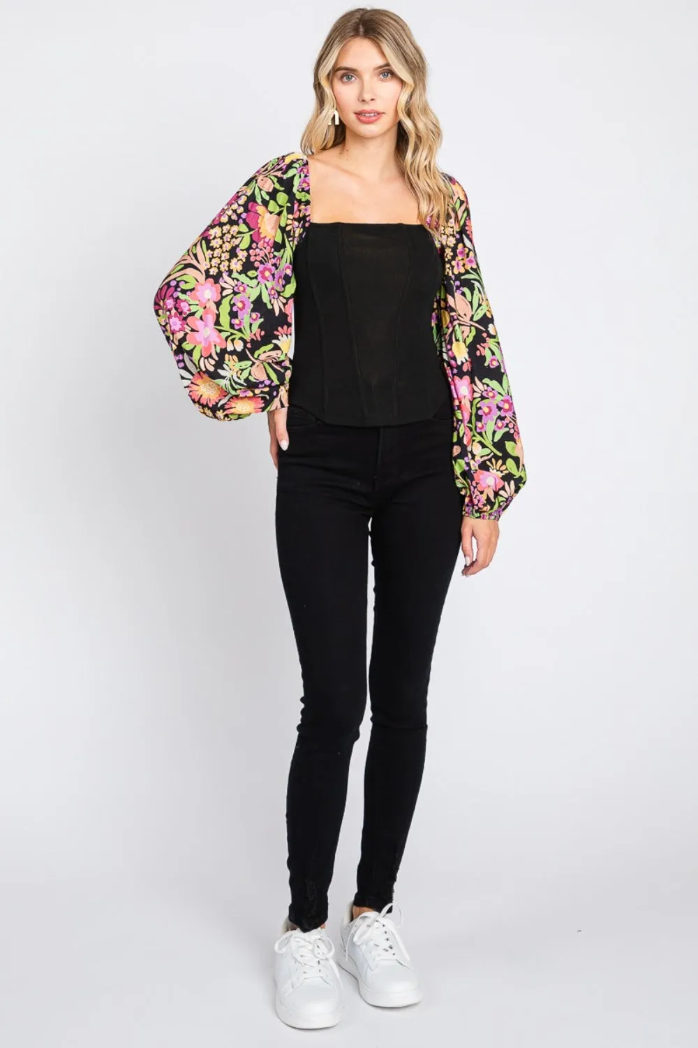 Balloon Sleeve Floral Top
