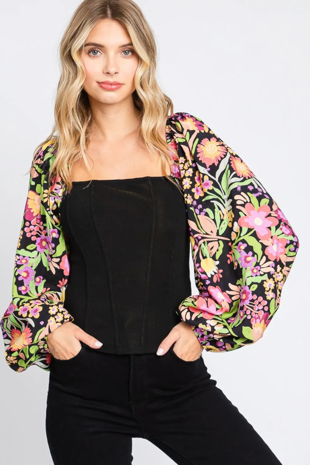 Balloon Sleeve Floral Top