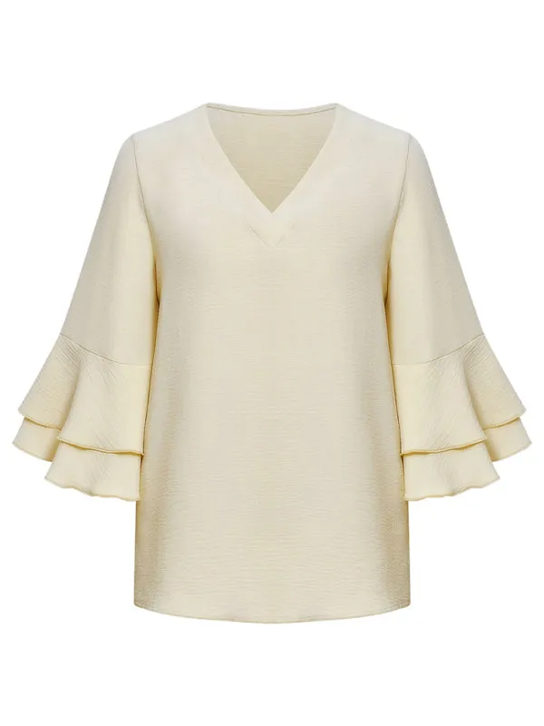 Bell Layered Butterfly Sleeves - Tiered Ruffle Sleeve Blouse