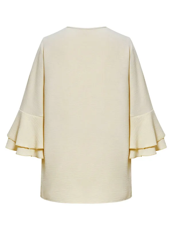 Bell Layered Butterfly Sleeves - Tiered Ruffle Sleeve Blouse