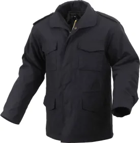 Black - Tactical M-65 Field Jacket Army Coat M1965 - Poly/Cotton with Liner