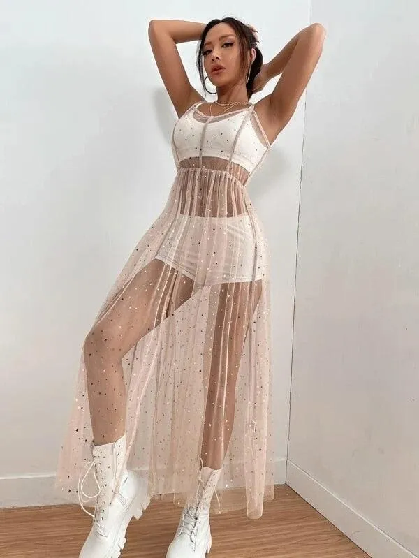 Boho Mesh Sleeveless Dress