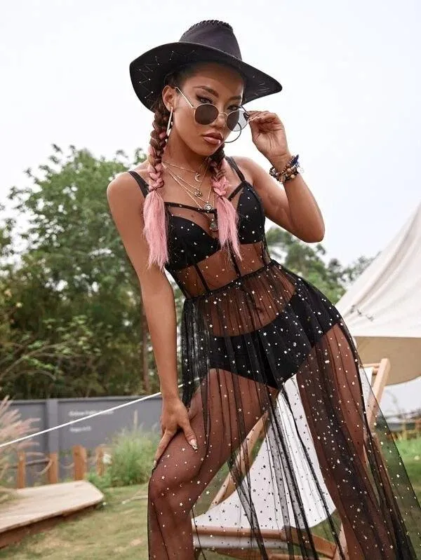 Boho Mesh Sleeveless Dress