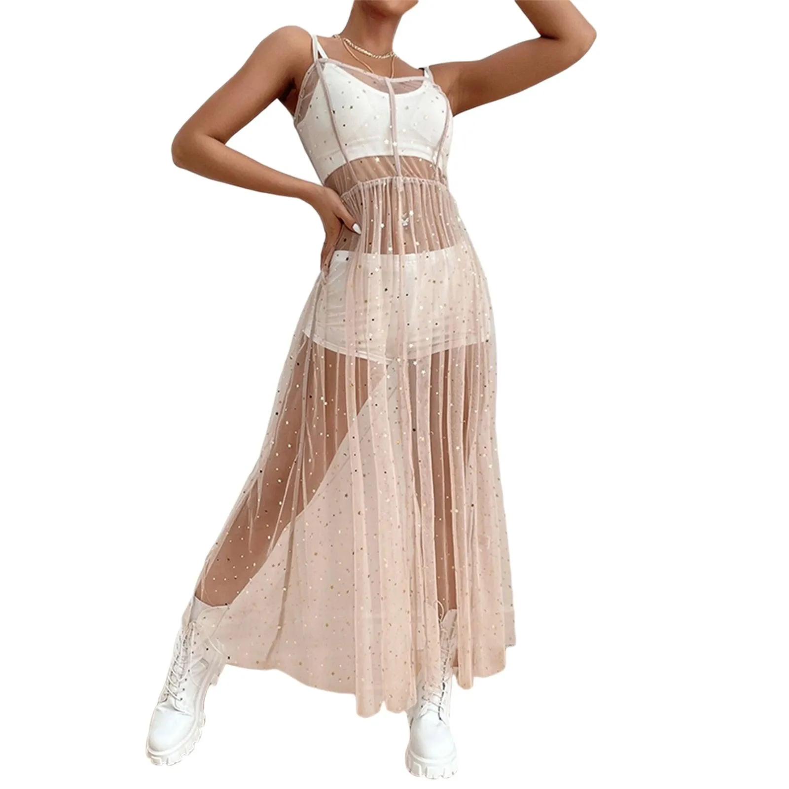 Boho Mesh Sleeveless Dress