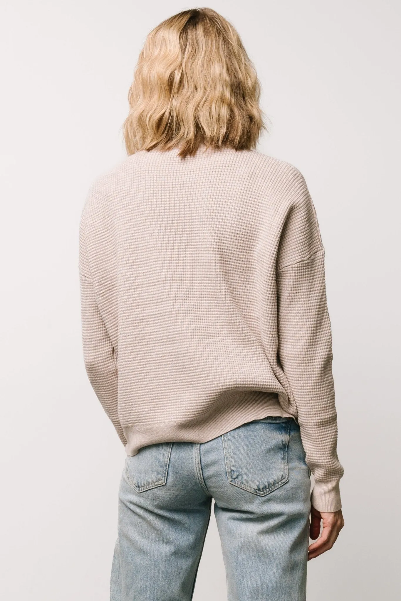Carey Waffle Sweater | Taupe