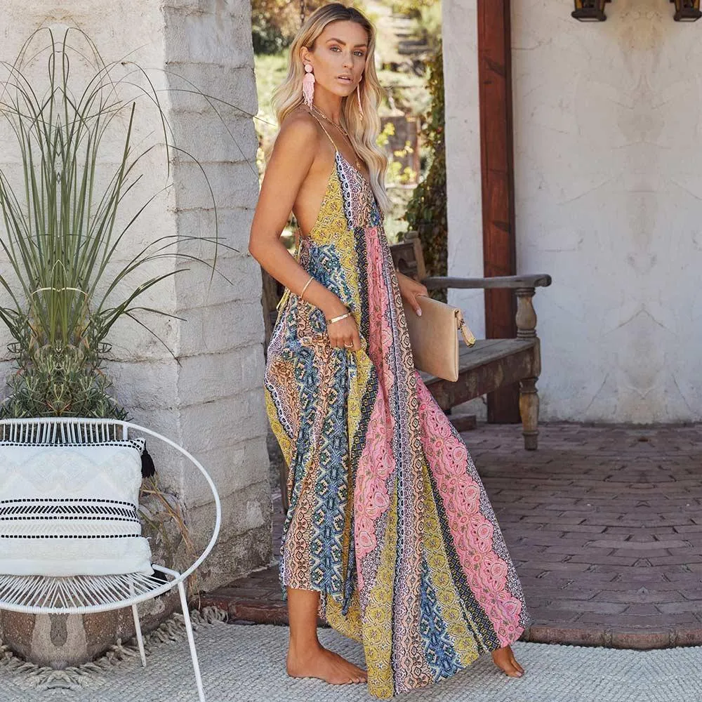 Casual Printed Boho Maxi Dress