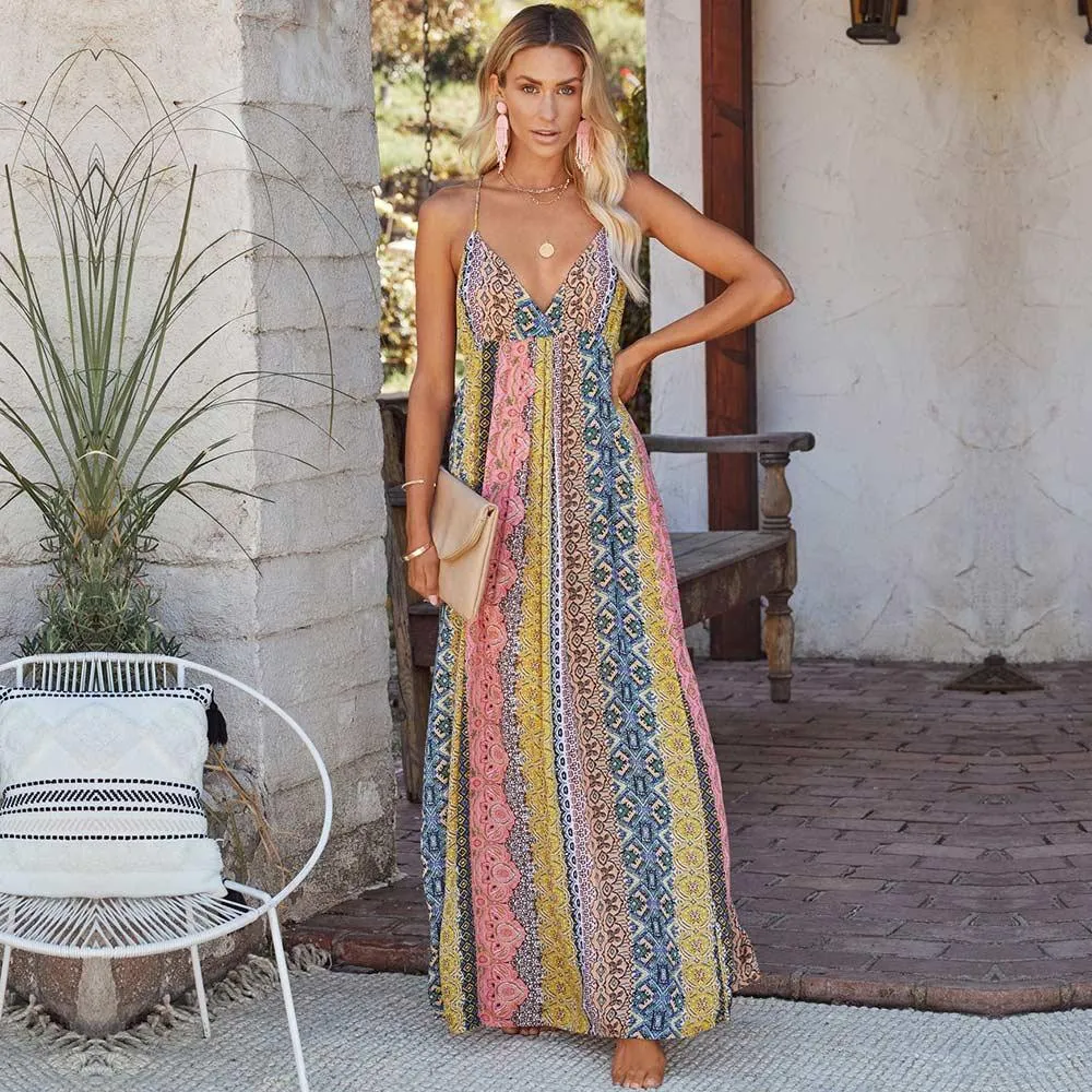 Casual Printed Boho Maxi Dress