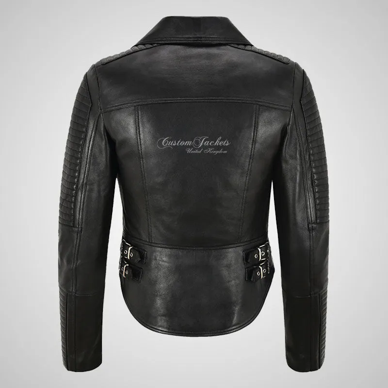 CATARINA Ladies Biker Style Leather Jacket Soft Lamb Leather