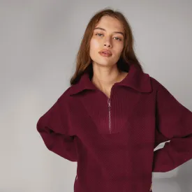 Cozy Cotton Silk Collared Half Zip