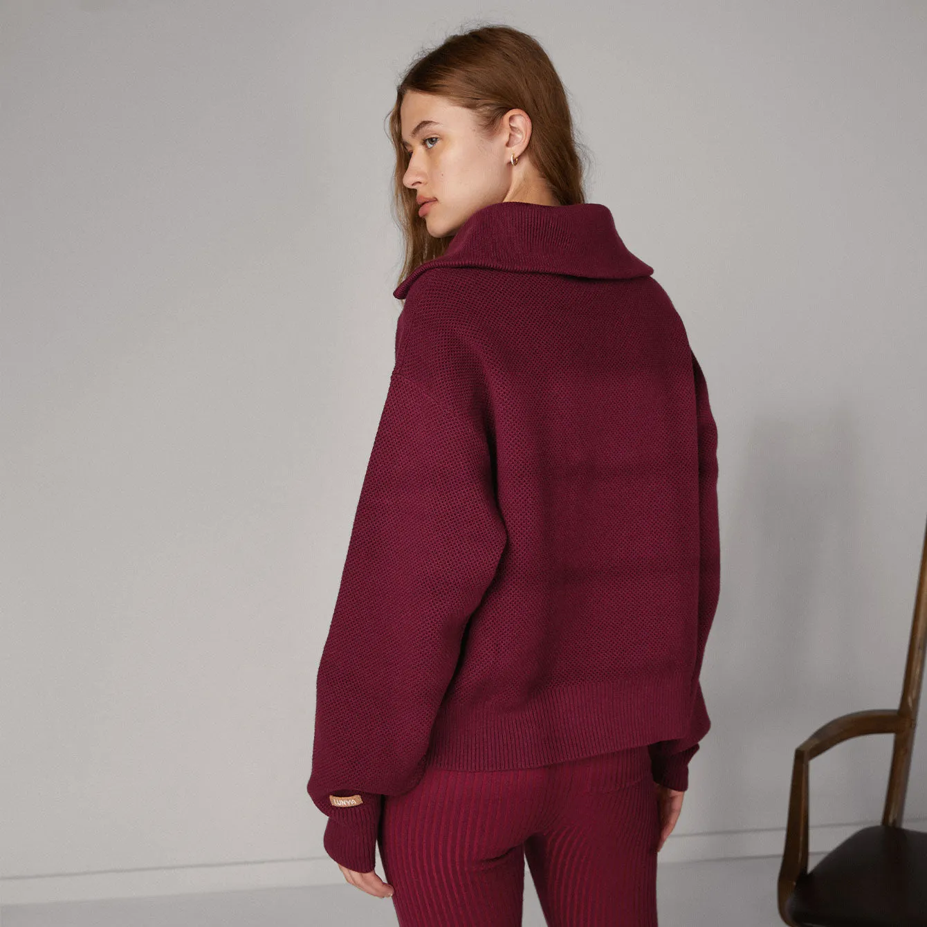 Cozy Cotton Silk Collared Half Zip
