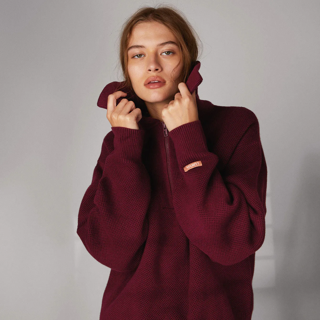 Cozy Cotton Silk Collared Half Zip