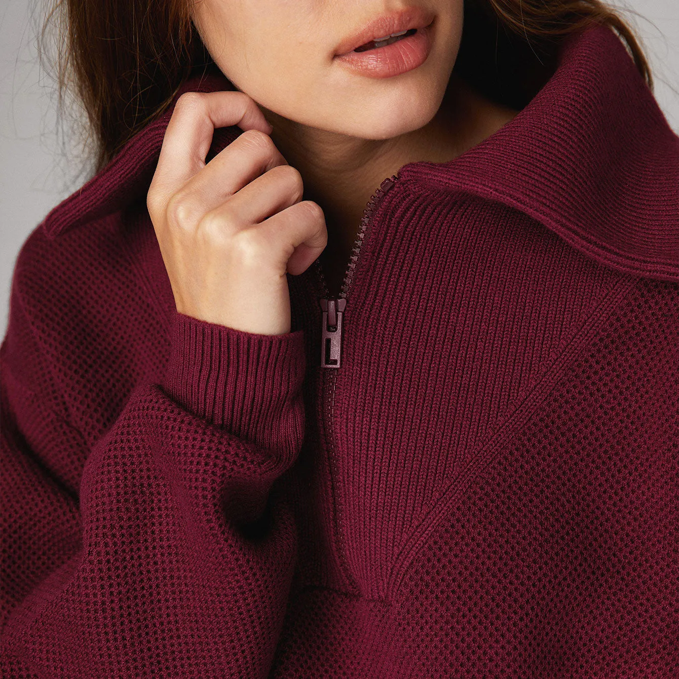 Cozy Cotton Silk Collared Half Zip