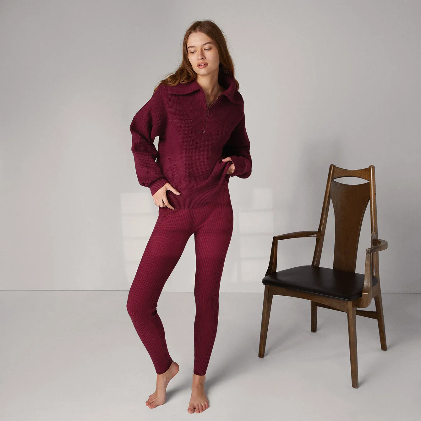Cozy Cotton Silk Collared Half Zip