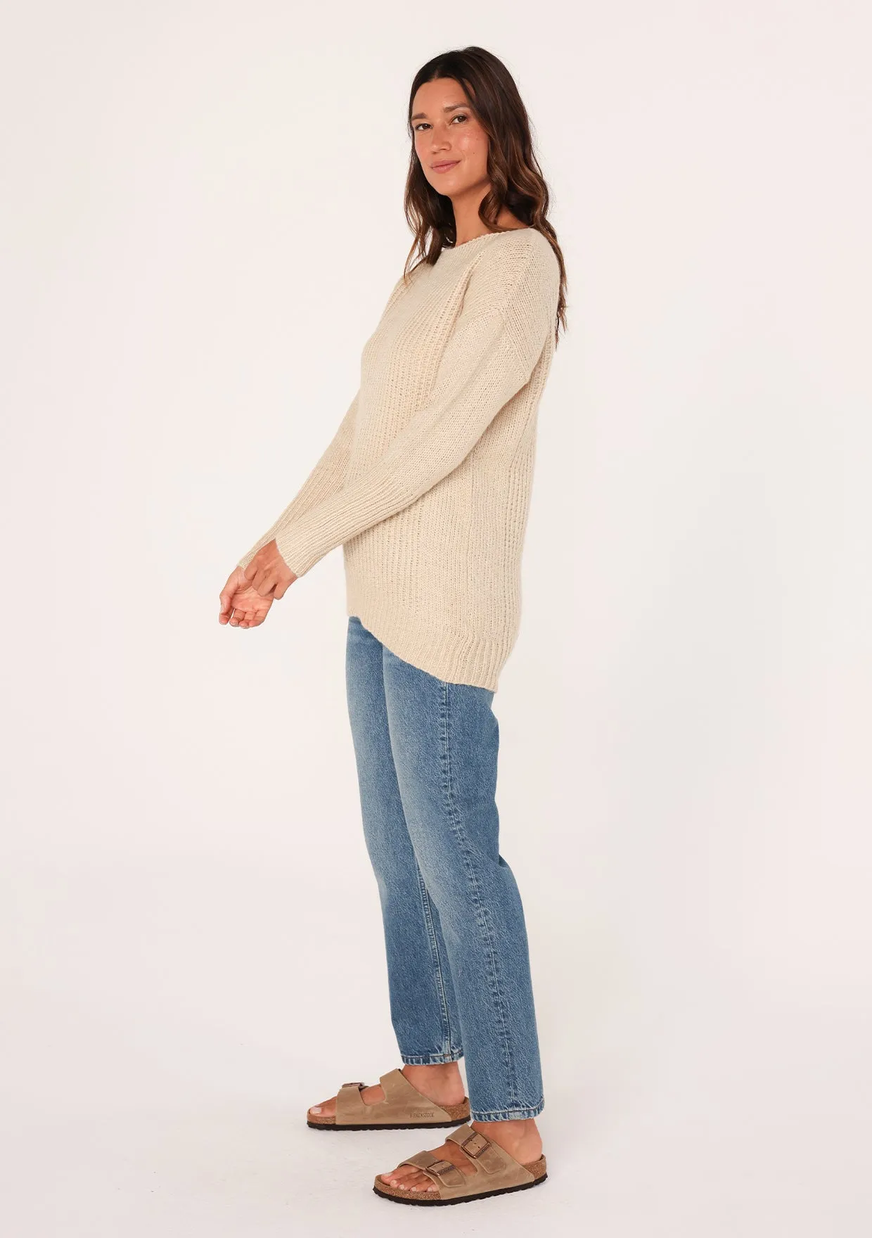 Cozy Round Neckline Ribbed Pullover Sweater