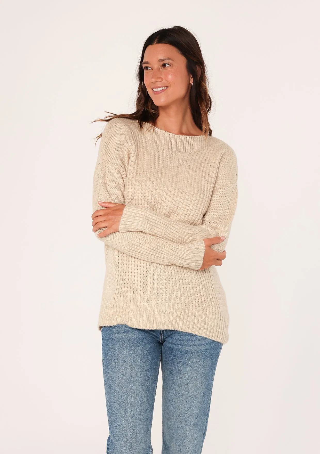 Cozy Round Neckline Ribbed Pullover Sweater