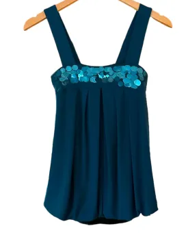 Dark Winter Teal Disco Ball Balloon Hem Top
