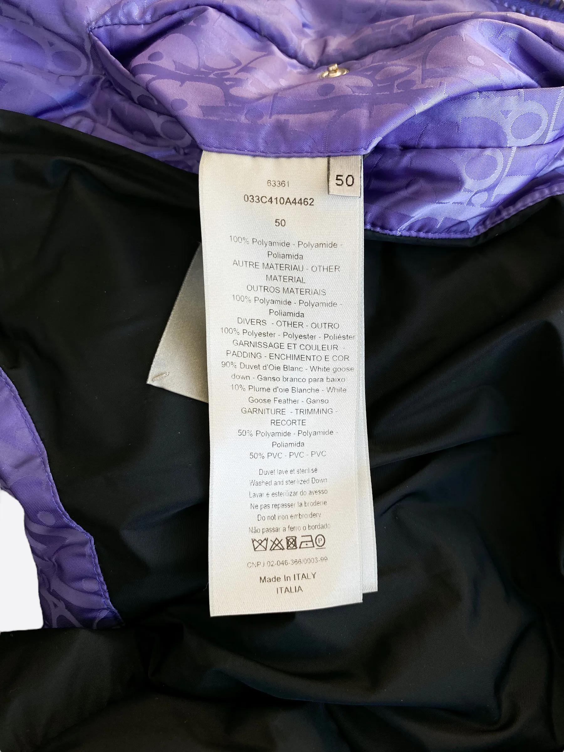 Dior Oblique Purple Puffer Vest