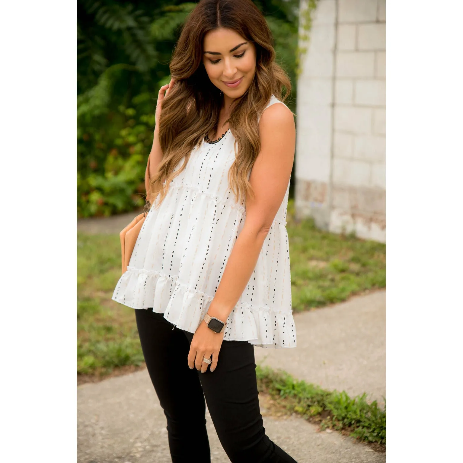 Dotted Striped Tiered Tank