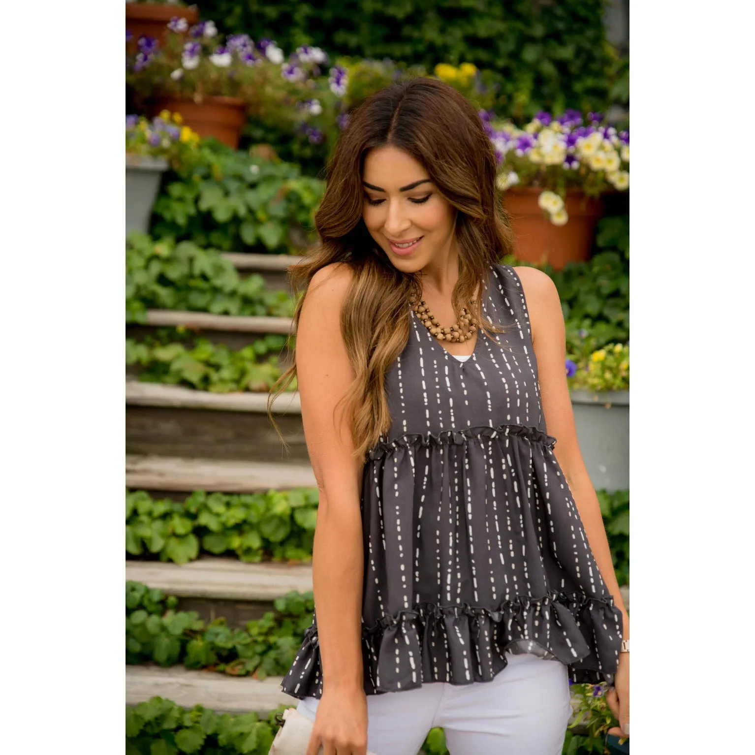 Dotted Striped Tiered Tank