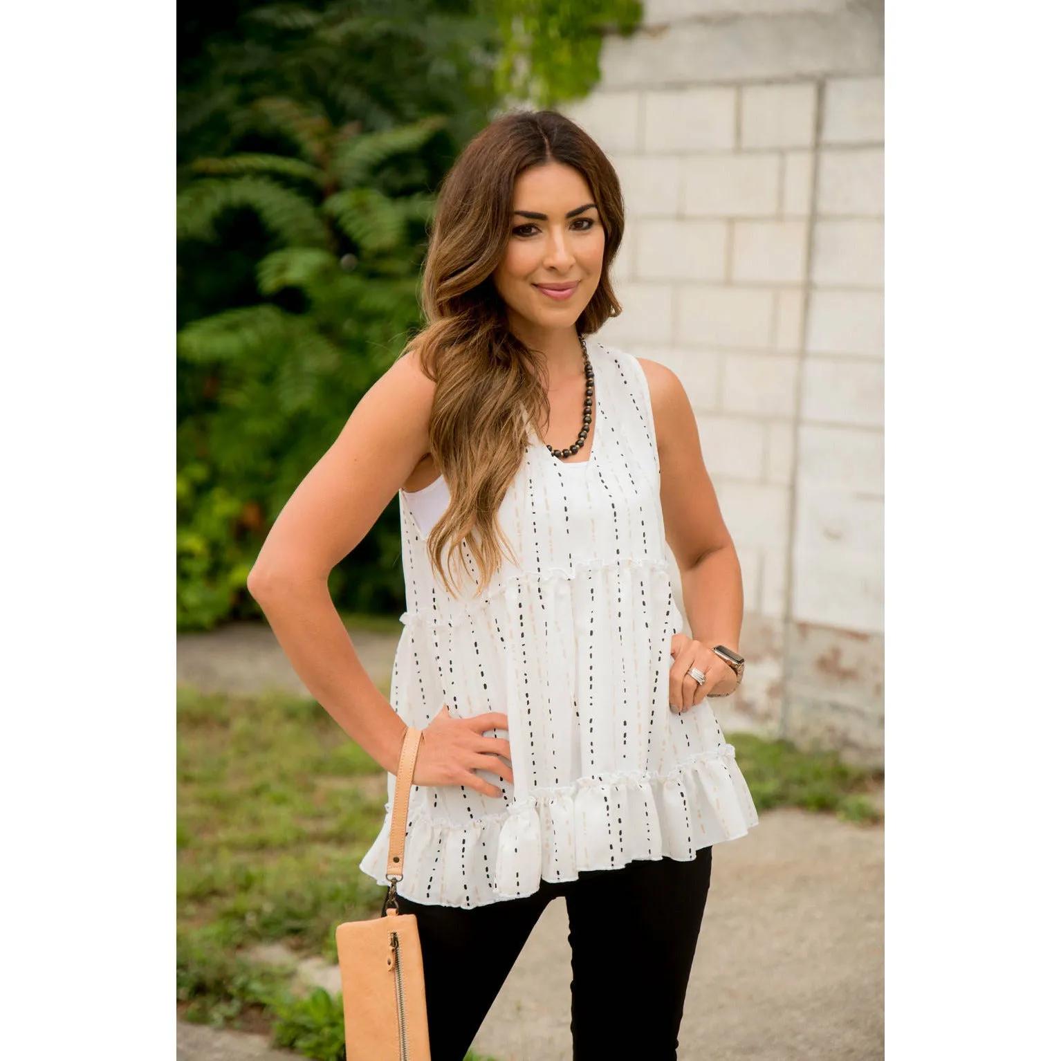 Dotted Striped Tiered Tank