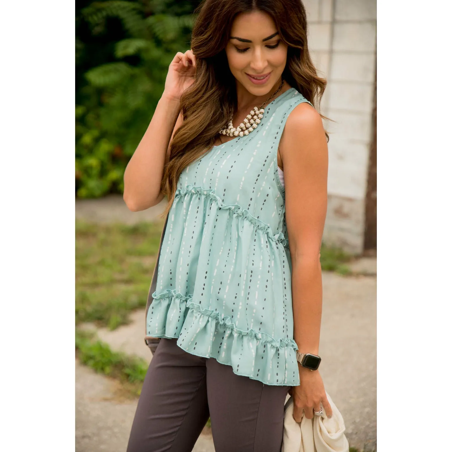 Dotted Striped Tiered Tank