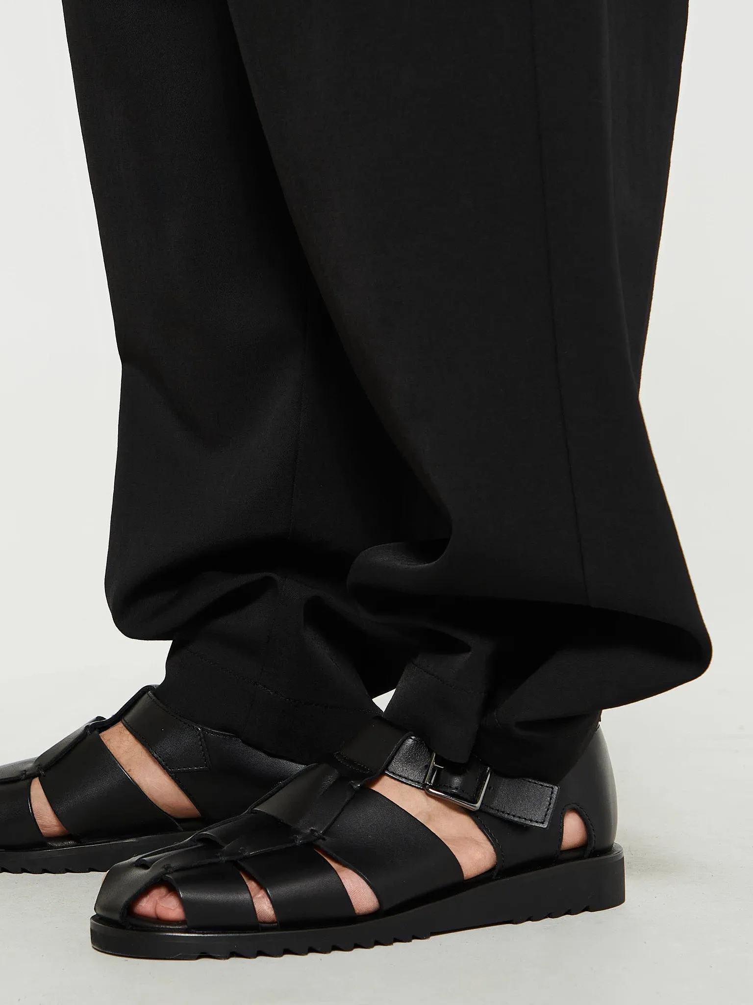 Drawstring Pleated Pants in Black