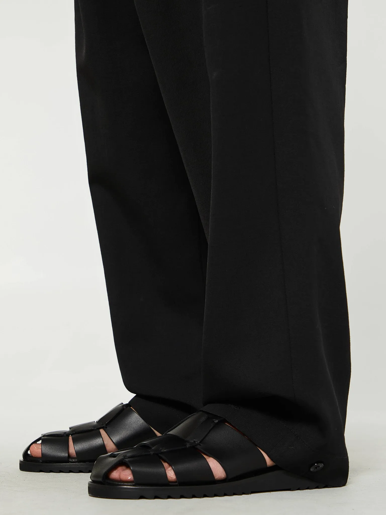 Drawstring Pleated Pants in Black