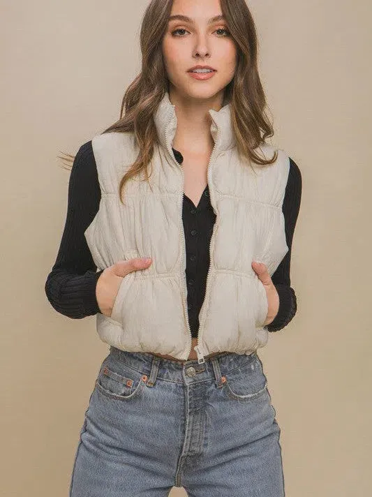 Dress Like you Own the World High Neck Puffer Vest