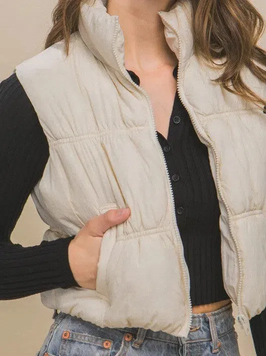 Dress Like you Own the World High Neck Puffer Vest