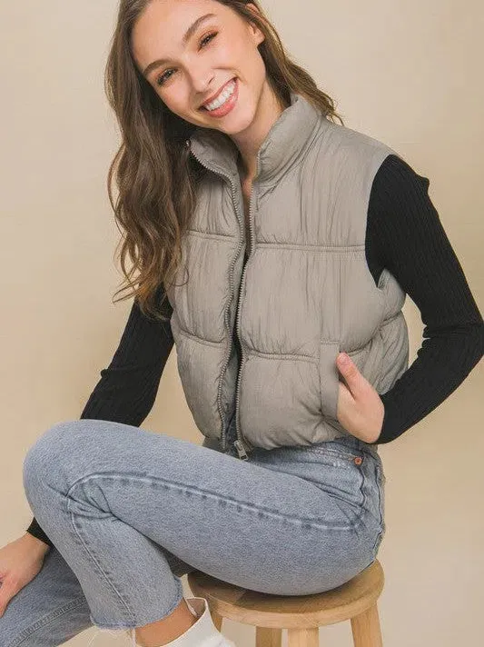 Dress Like you Own the World High Neck Puffer Vest