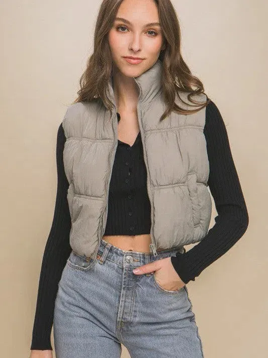 Dress Like you Own the World High Neck Puffer Vest