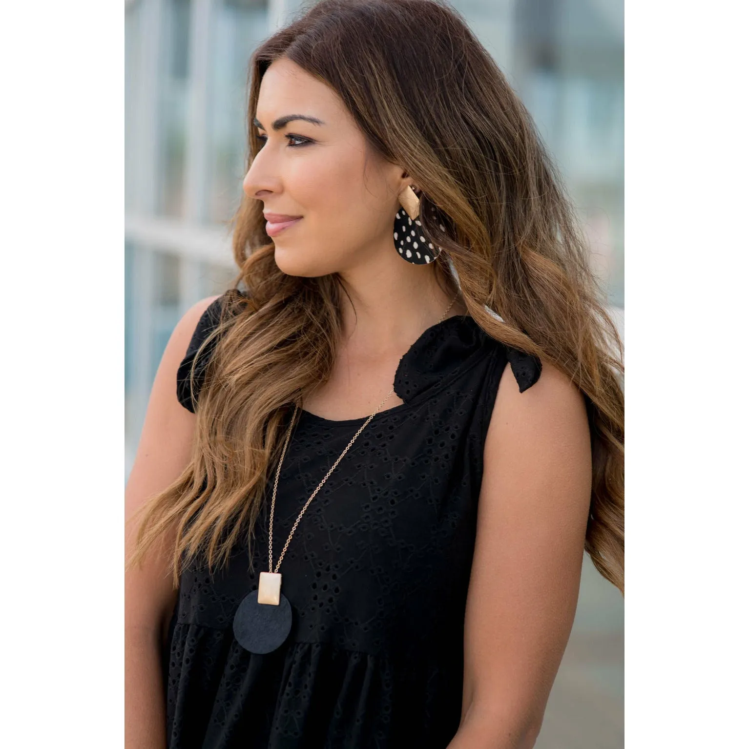 Eyelet Peplum Tie Tank
