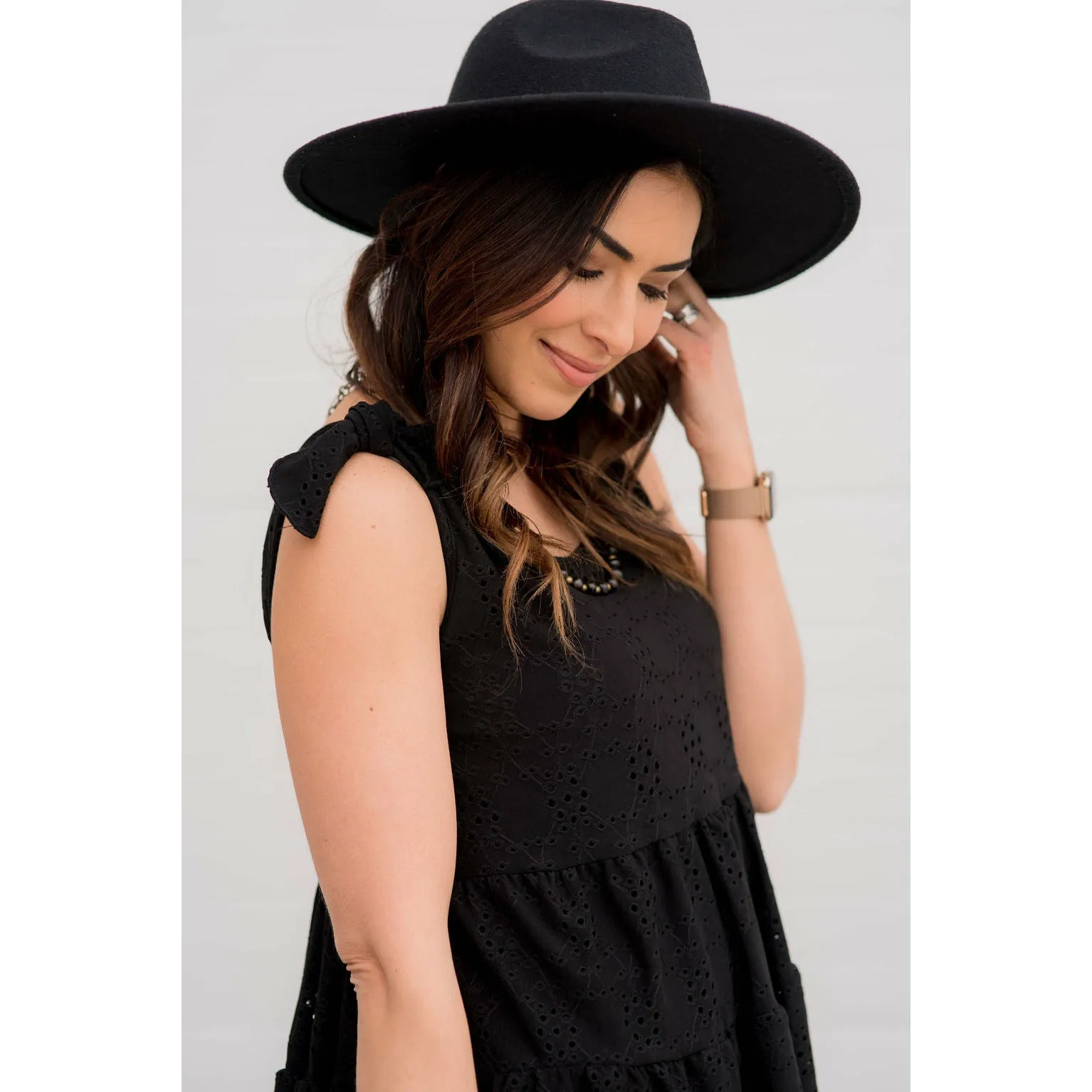 Eyelet Peplum Tie Tank
