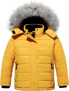 FARVALUE Girls' Winter Coats Thicken Fleece Lined Padded Hooded Puffer Jacket Coat for Girls