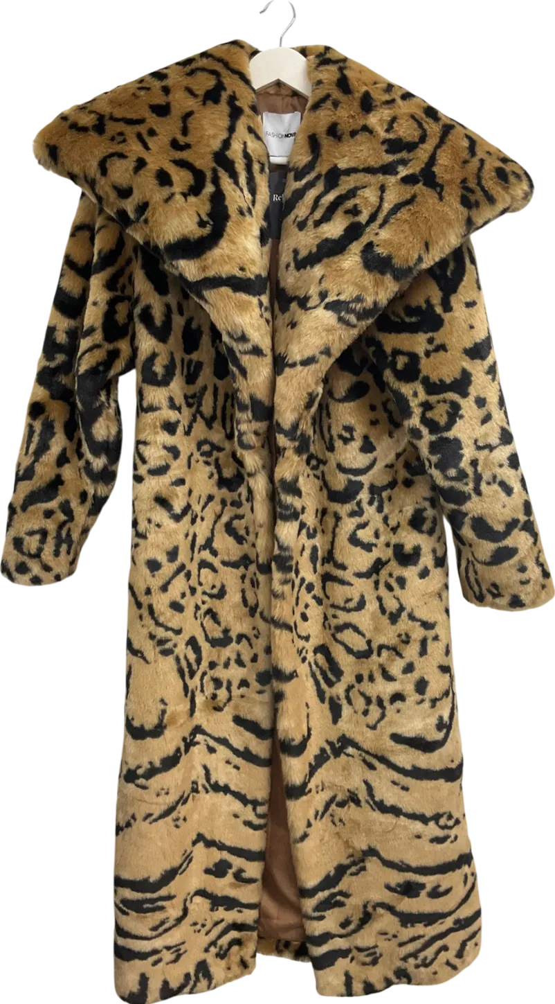 Fashion Nova Brown Glam Life Faux Fur Coat UK S
