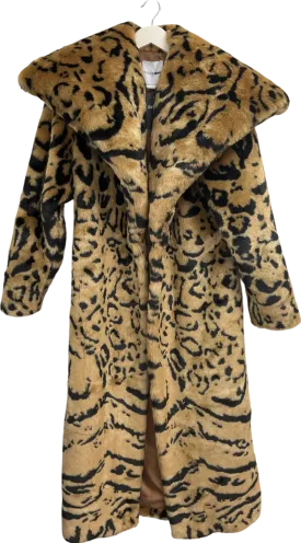 Fashion Nova Brown Glam Life Faux Fur Coat UK S