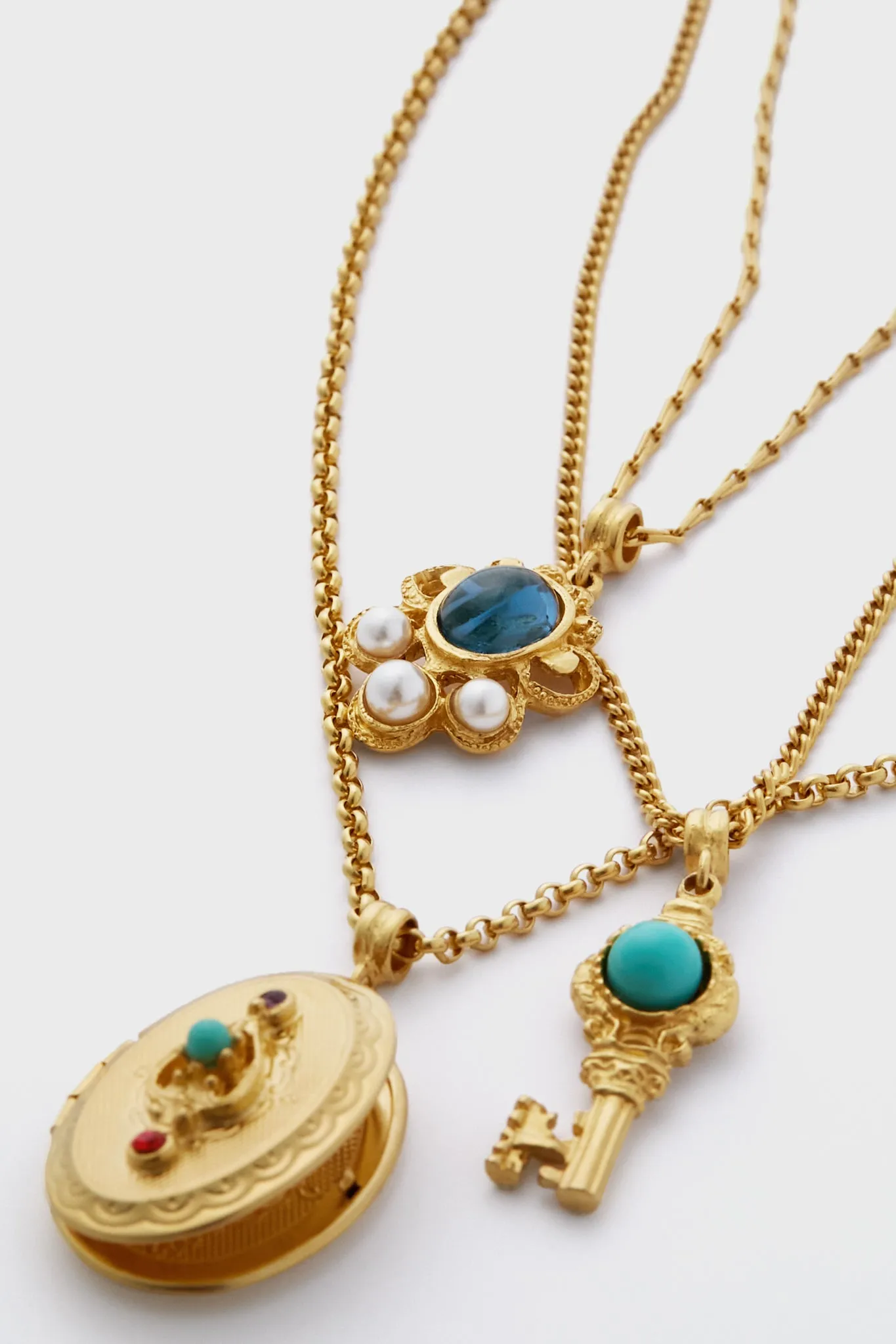 Gold Tiered Pendant Necklace