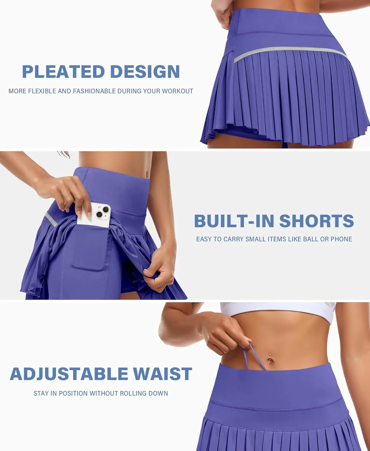 JoyGirl Womens Pleated Tennis Skirt with Shorts High Waisted Golf Skort Mini Skirt Workout Skirt Athletic Skorts with Pockets