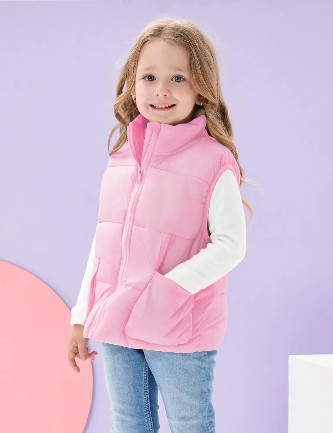 Kids Puffer Vest Lightweight Waterproof Sleeveless Zip Up Outwear for Boys Girls
