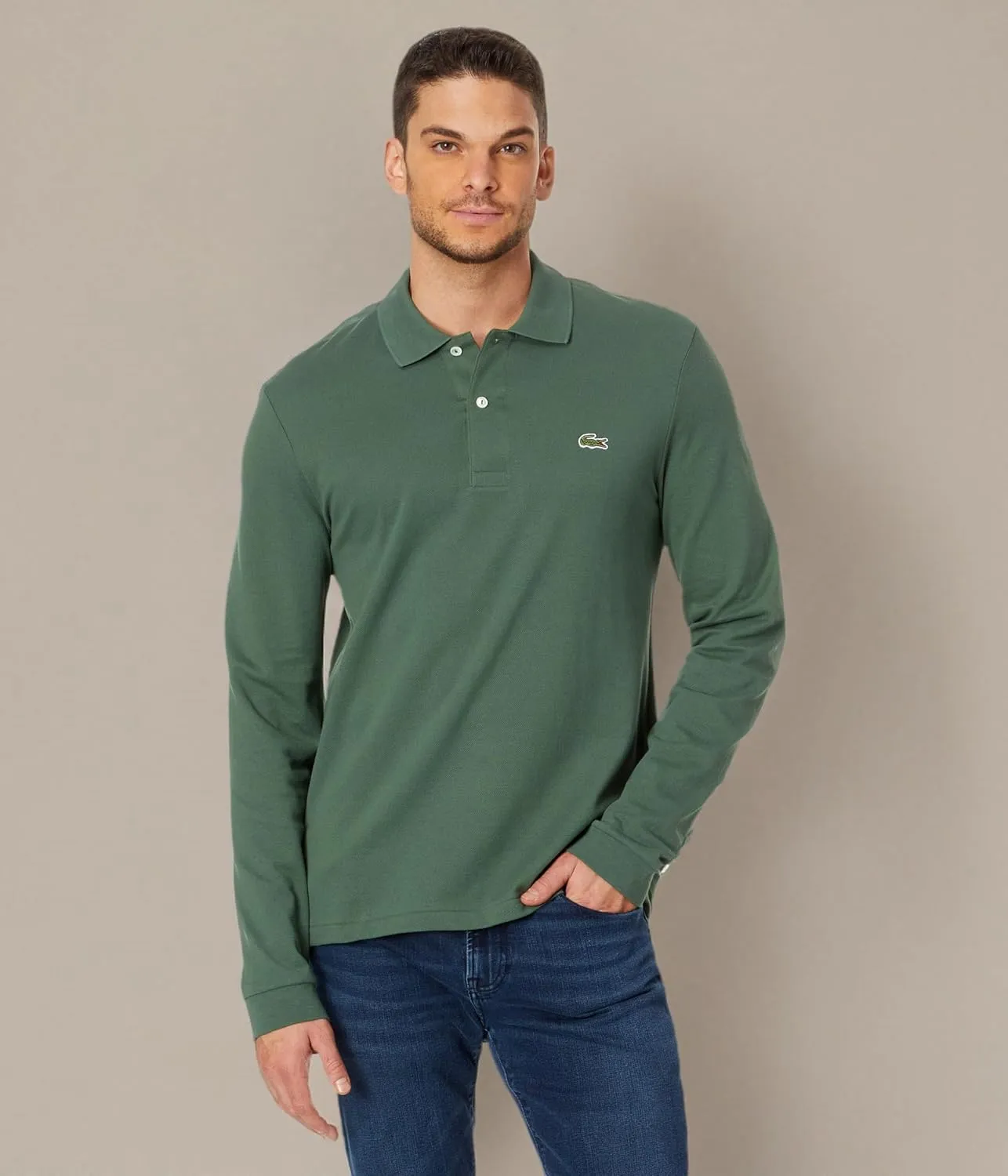 Lacoste Mens Classic Long Sleeve Pique Polo Shirt
