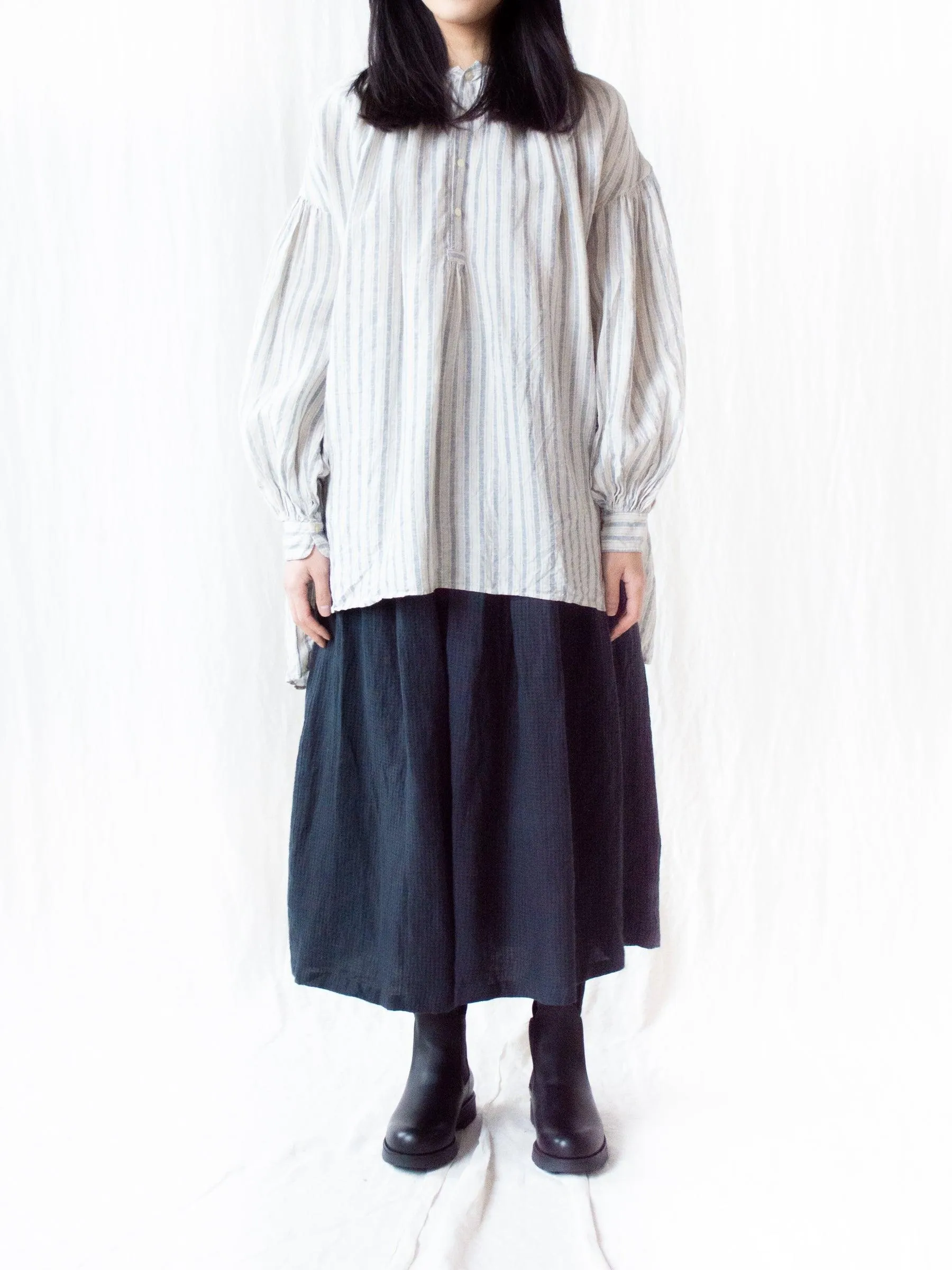Linen Balloon Striped Shirt