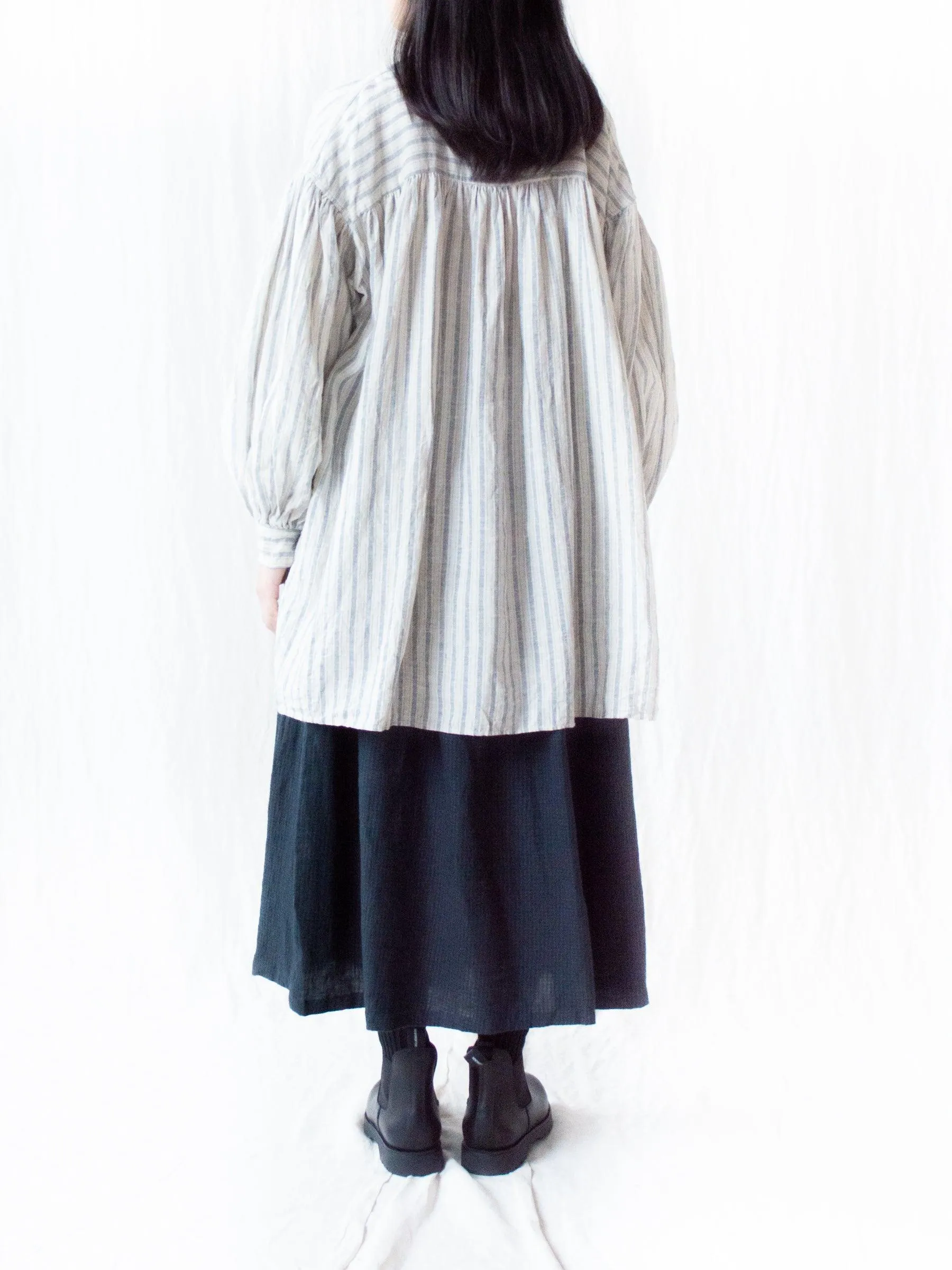 Linen Balloon Striped Shirt