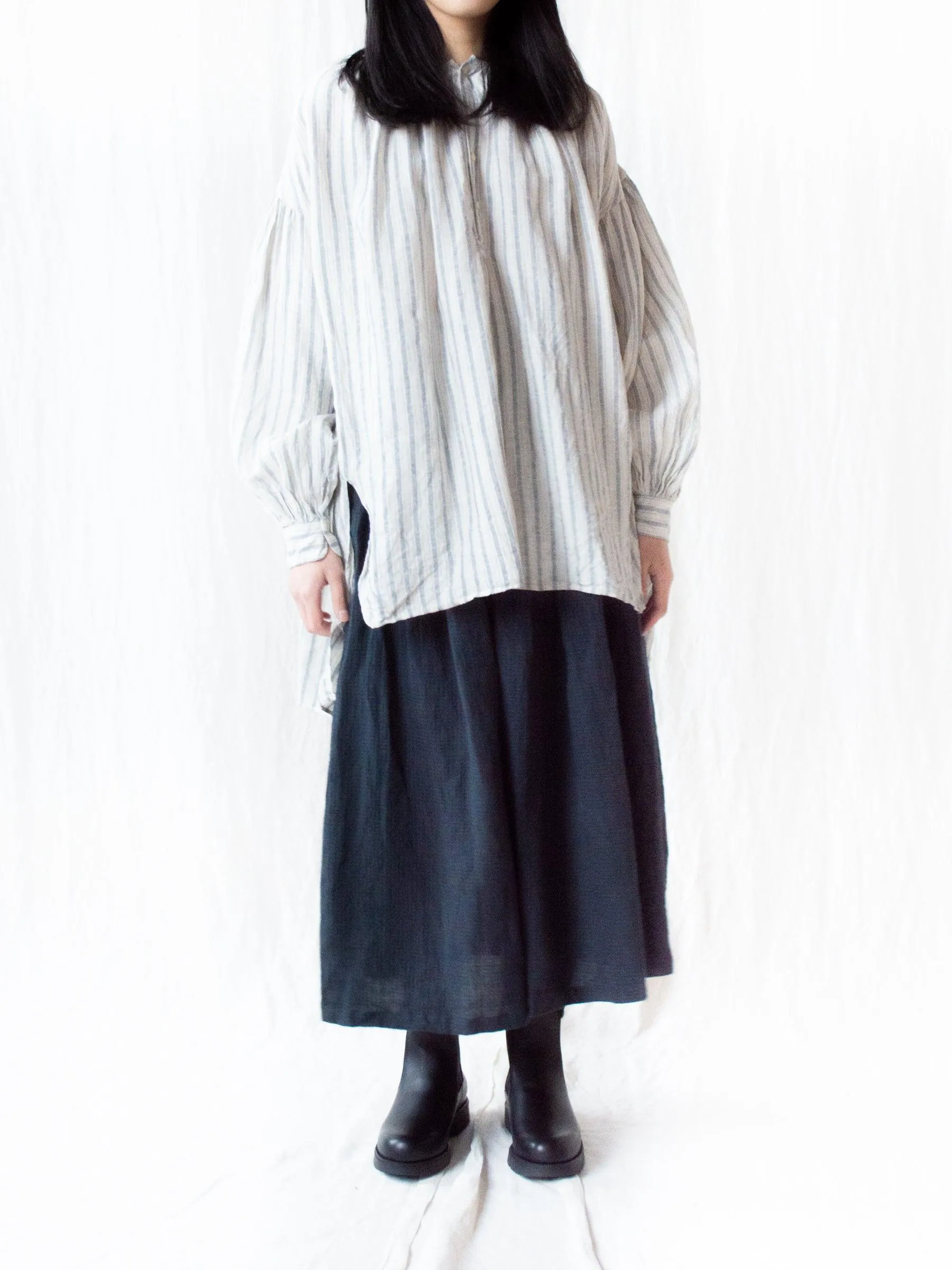 Linen Balloon Striped Shirt