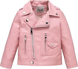 LOKTARC Boys Girls Faux Leather Jacket for Kids Motorcycle Biker Leather Jackets