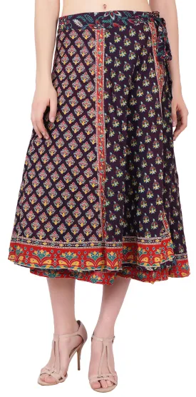 Long Cotton Wrap Around Skirt Women's India Clothes (Purple, One Size)