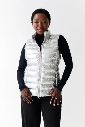 Melian Short Vegan Down Vest | Metallic Silver