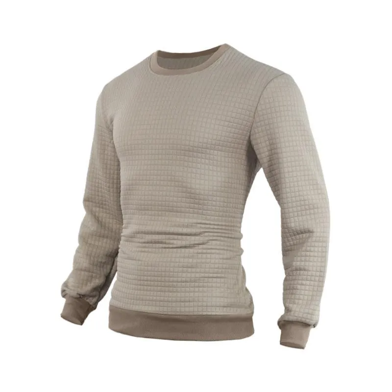 Men's Casual Crew Neck Waffle Sweater 24109627F